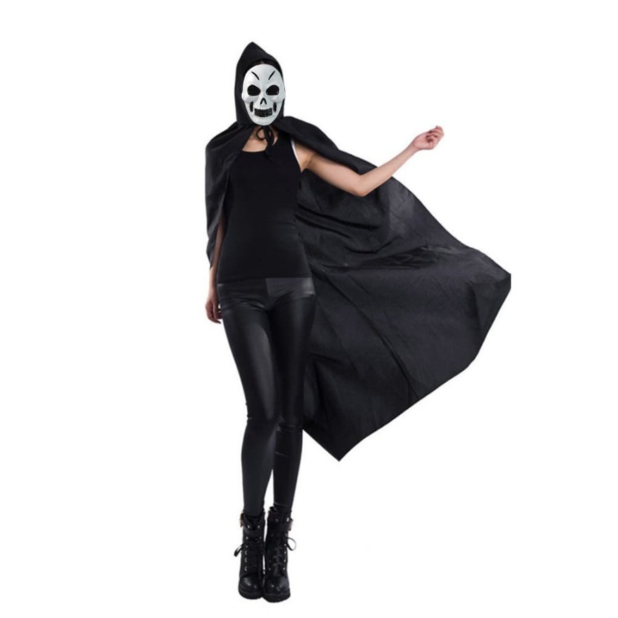 Jubah hitam penutup kepala dracula vampire Halloween cape cosplay