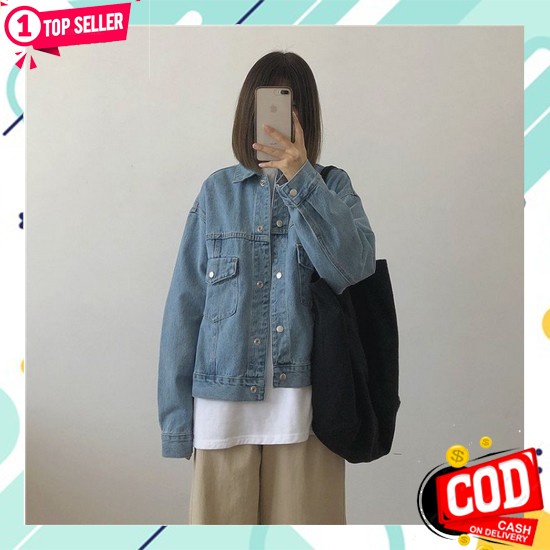 Jaket Oversize Jumbo Wanita Jacket Jeans Cewek Kekinian Jins Korea Jum Tr - Jaket Jeans Acid Lv 190 
