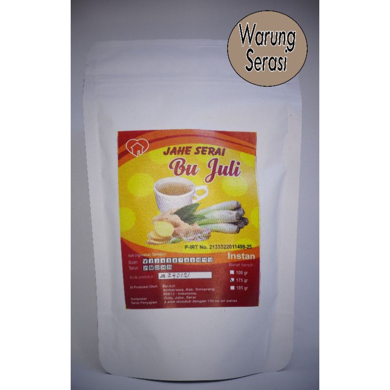 

JAHE SERAI BUBUK "Bu Juli" 100% ALAMI TANPA PENGAWET SEGAR MENYEHATKAN