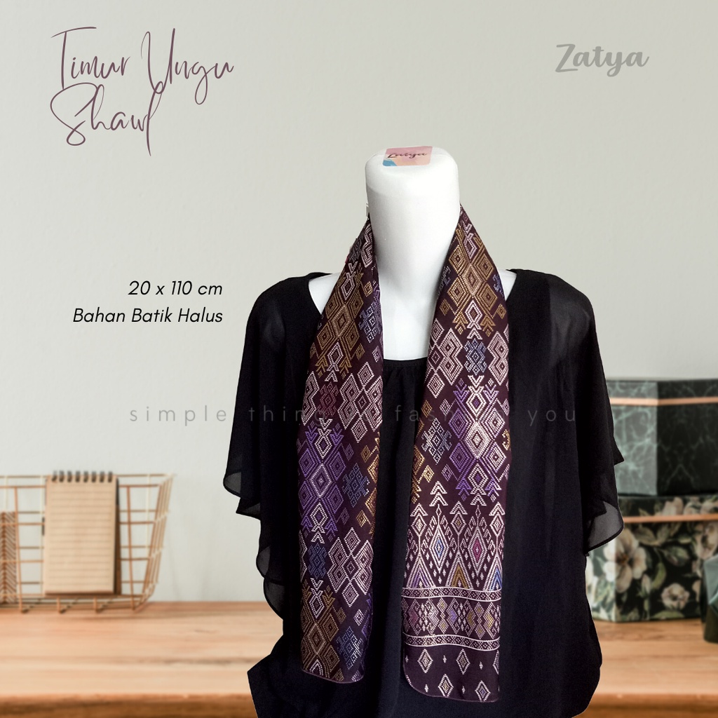 New Arrival ZATYA Long Syal/Scarf Batik Silk Series-Timur Ungu