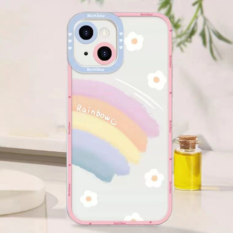 Soft Case Silikon TPU Transparan Warna Pelangi Untuk IPhone 14 13 12 Mini 11 Pro X XR XS Max SE 6 6S 7 8 Plus