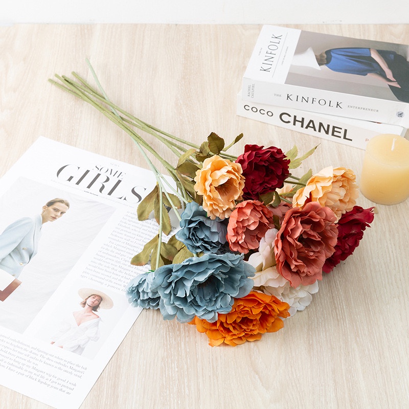 [3 Tangkai] Bunga Peony Premium X3 Artificial / Bunga Palsu Dekorasi Nikah Wedding Pesta-4