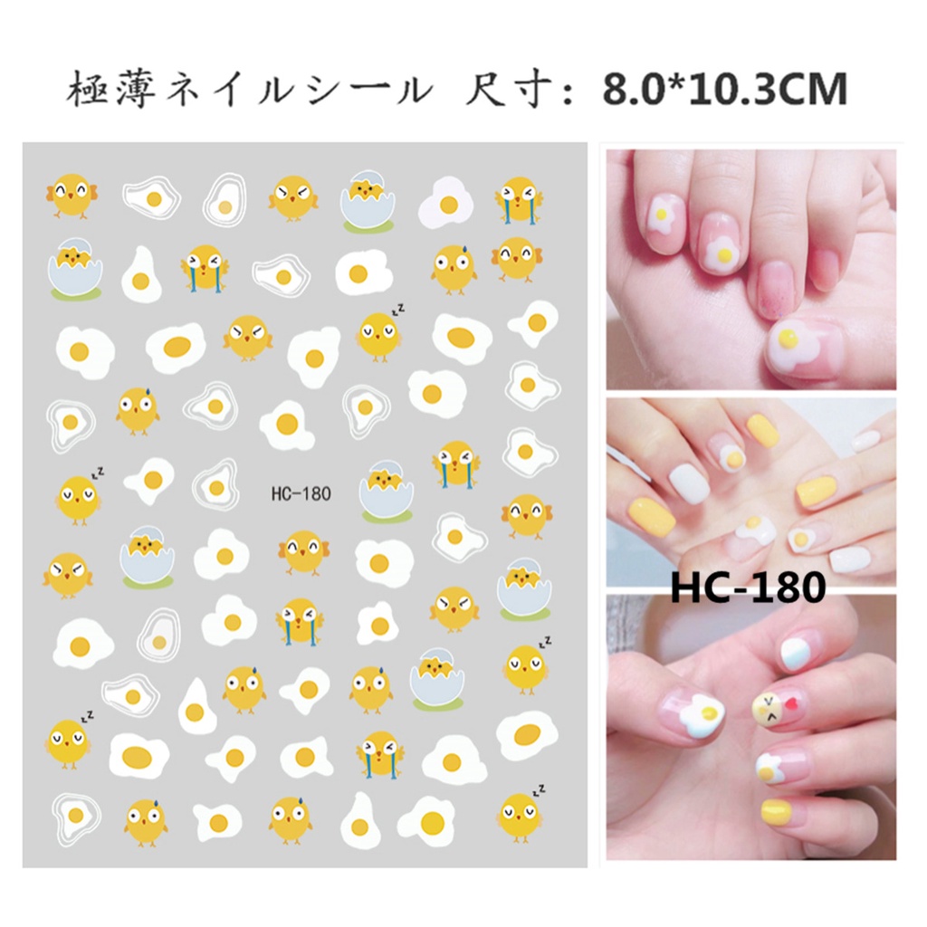 Cute Little Chicken & Fried Egg Ultra Thin Nail Sticker Stiker Kuku Lucu Nail Art Craft Jurnal