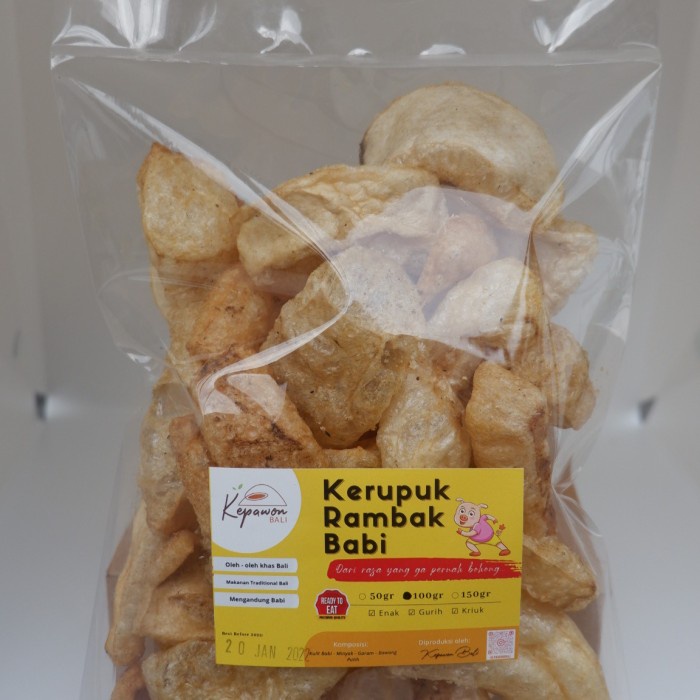 

NEW KERUPUK KULIT RAMBAK BABI KEPAWON BALI - 100GR