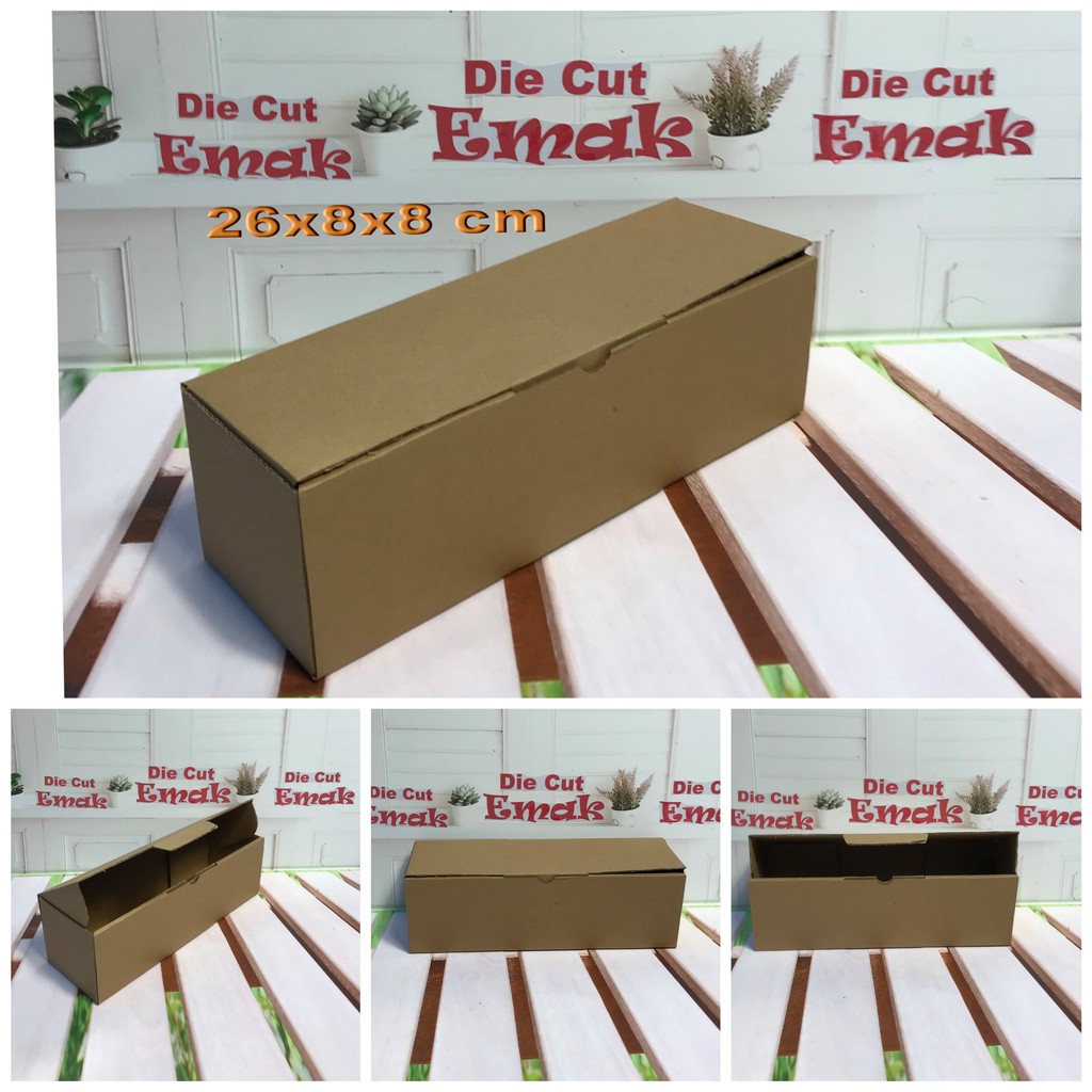 

kardus uk 26x8x8.cm kotak box karton Die Cut bisa untuk packing kue bolu gulung dll