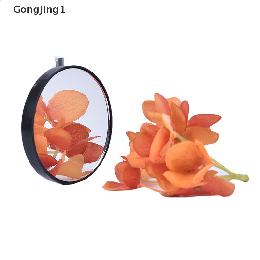 Gongjing1 Cermin Makeup Bulat Portable 5X 10X Pembesaran Dengan Dua Suction Cup