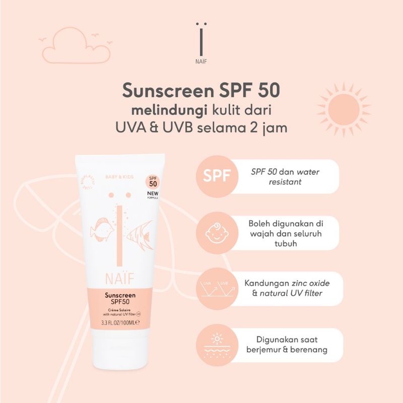 Naif Suncream SPF 50 - Sunscreen 100ml Krim Tabir Surya