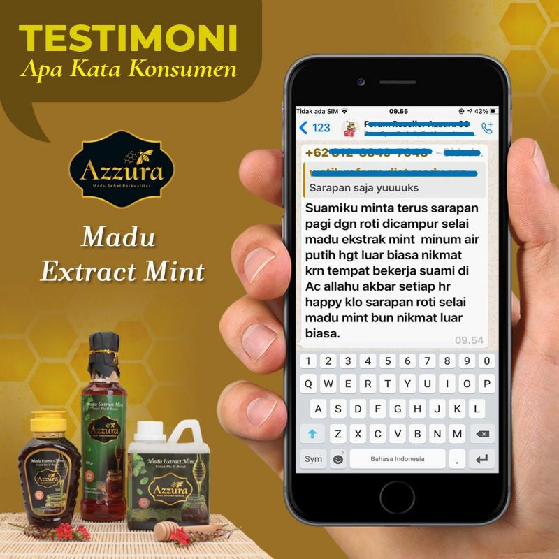 Madu Azzura Madu Extract Extra Mint Flu Batuk Melegakan Pernapasan dan Hidung Tersumbat 450 gr-3