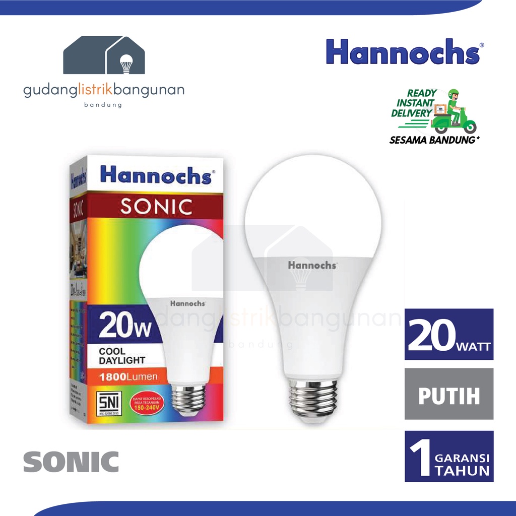 Jual Lampu Led Bulb Hannochs Sonic Watt Putih Bandung Bisa Gosend Shopee Indonesia