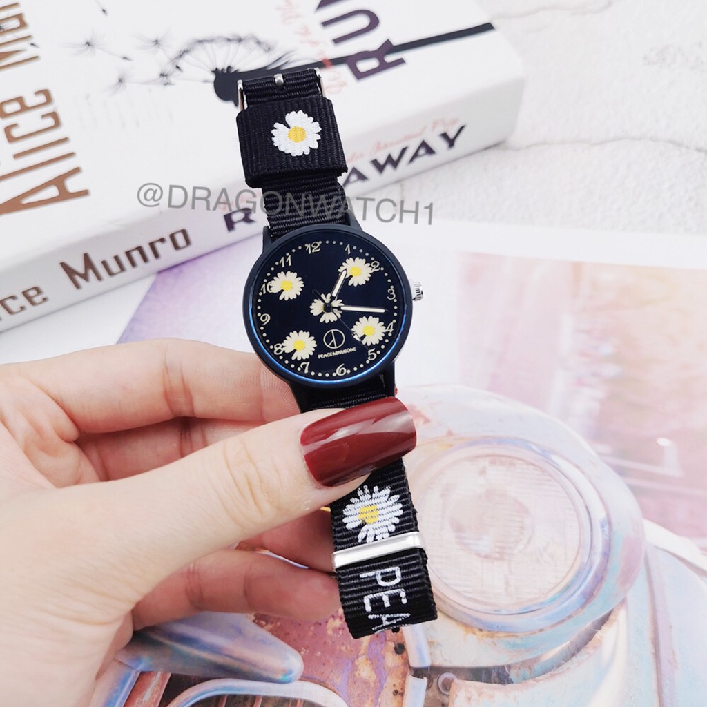 ✅COD-Jam tangan wanita canvas motif bunga daisy jam kain watch fashion kualitas import   S1163