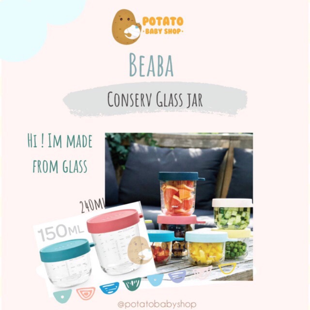 Beaba Conserv Glass Jar / Wadah Makanan Gelas Takar Kaca