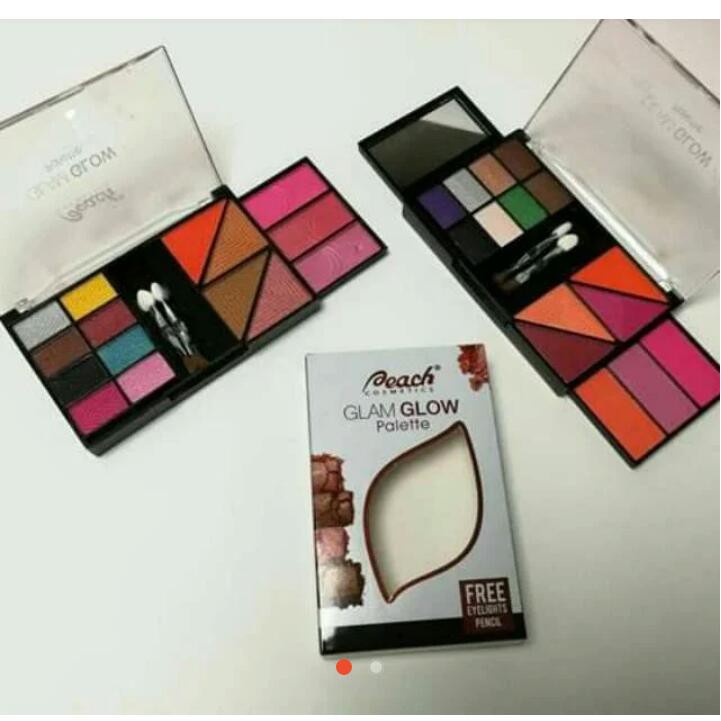 Peach Cosmetic Blusher set (eyeshadow, blush on, aplikator, kaca)