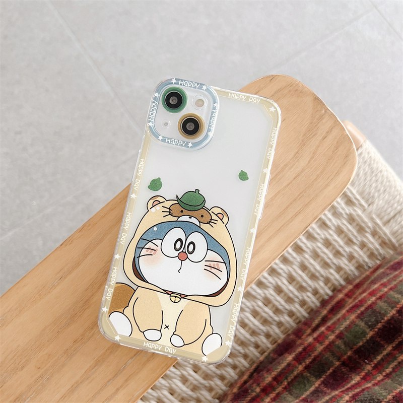 Angel Eyes Doraemon TPU Clear Lens Melindungi Soft Case ip iPhone 7 8 14 + Plus X XR XS Max 11 12 13 Pro Max SE 2020 Casing Samsung Galaxy S23 Ultra Plus A14 A34 A54 5G