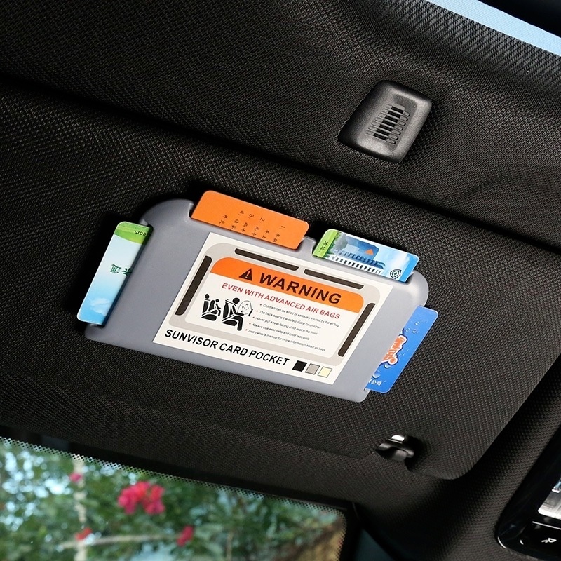 [1Pcs Car Sun Visor Card Holder][Paste Type Pocket Multifunction Car Parking Card Organizer Bag]