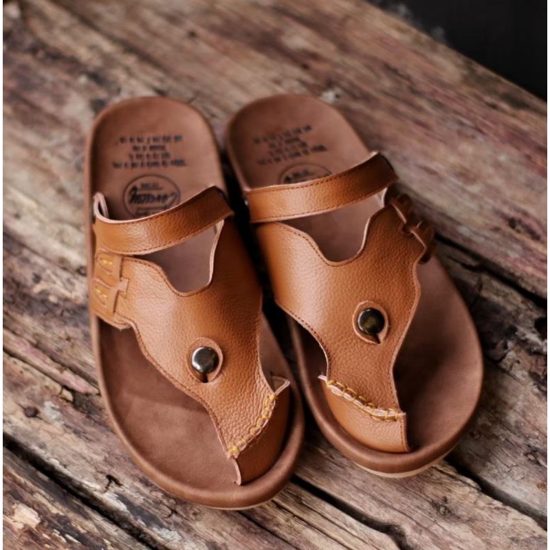 LUCKY BROWN Sandal pria kulit asli cevany original handmade sandal jepit kulit pria bisa COD