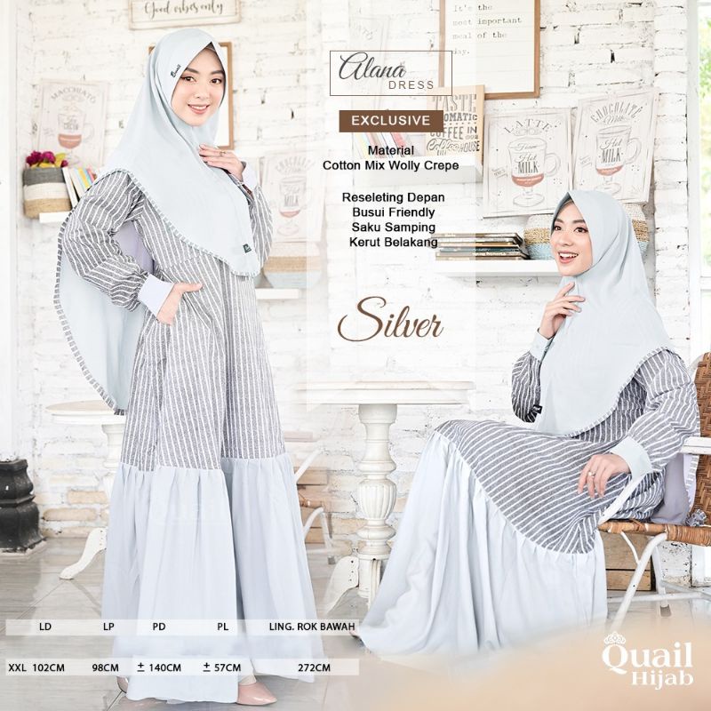 Alana set dress ori Quail Hijab Exclusive Dress Syari Gamis Simple