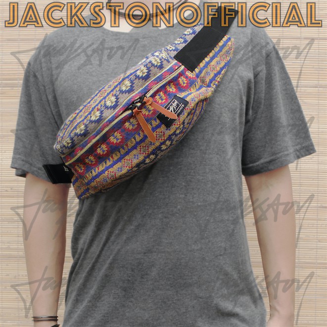 TANYA STOCK DAHULU .TampaTelos. Tas WaistBag Jackston Pria SlingBag WaistPack FannyPack Tenun Rajut