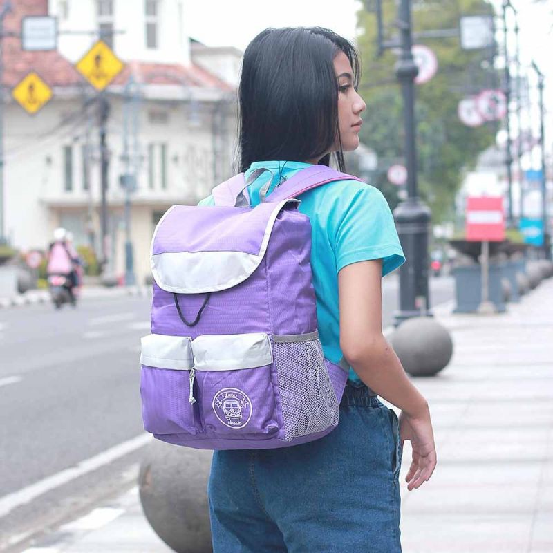 Herbie - Tas Backpack Wanita Terbaru Kekinian Ungu | Tas Ransel Punggung Cewek | Tas Sekolah Kuliah Kerja Cantik Premium Bahan Dolby