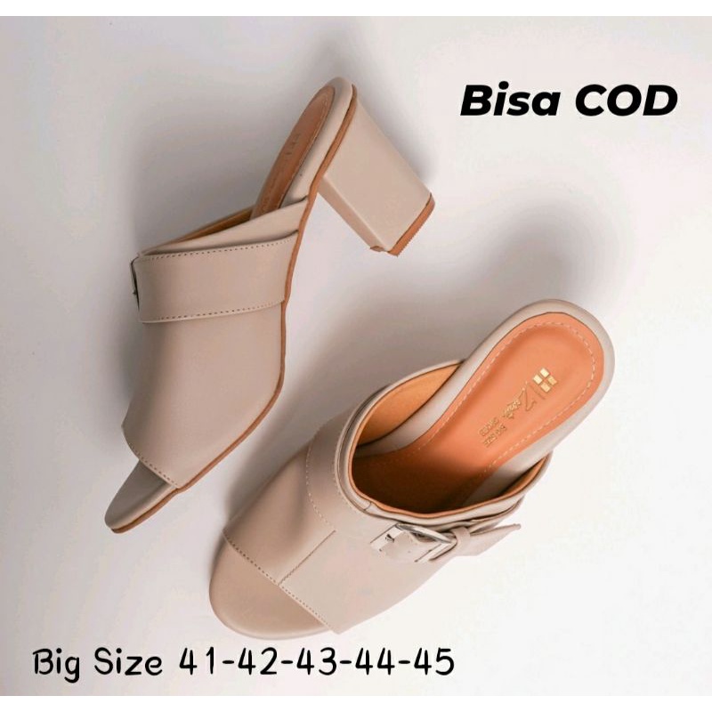 Bisa COD / Higheels Casanova Big Size 41-45 Heels JUMBO Kulit Mewah / Slop Formal Wanita Ibu2 PKK Ori Krem, 44