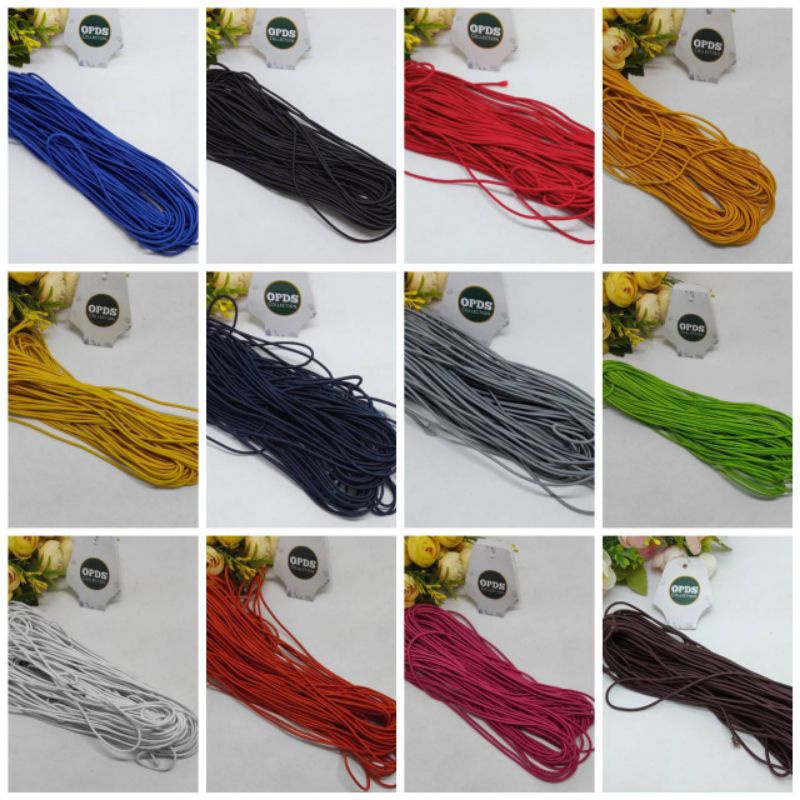 Tali Elastis Warna Warni/ Tali Kur Karet Elastis/Tali Elastis 2mm
