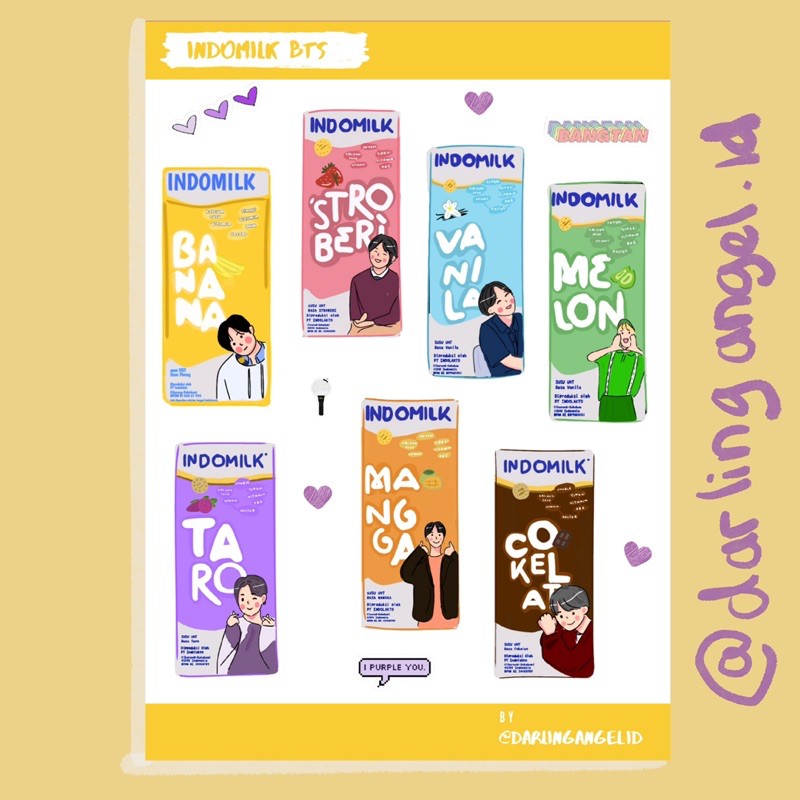 (COD) Sticker pack Indomilk BTS Version stiker Bangtan lucu