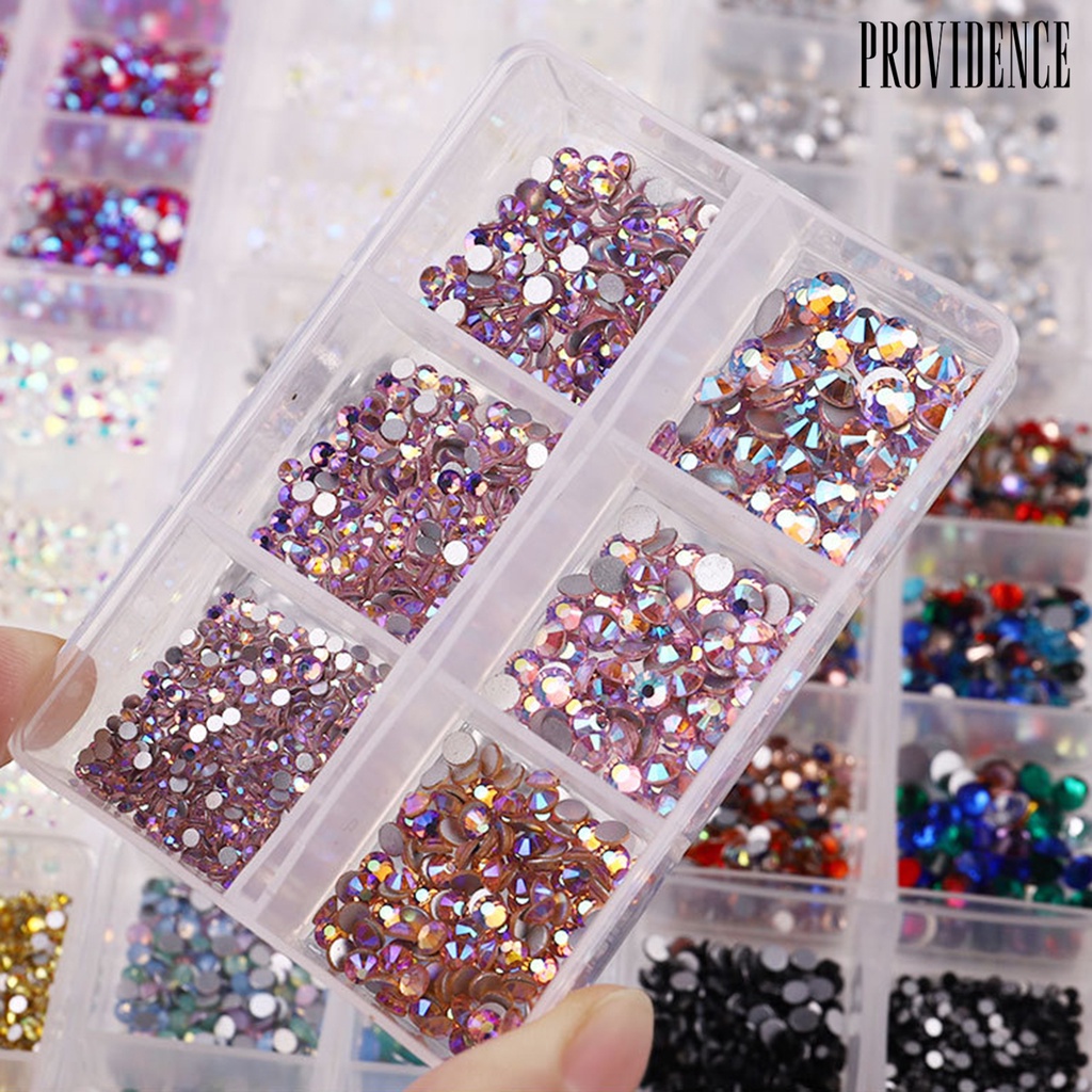 Providence 6 Grids/Box Nail Rhinestone Flat Back Multifunctional Various Shapes Mixed Size AB Nail Art Glitter Decorations for Manicure