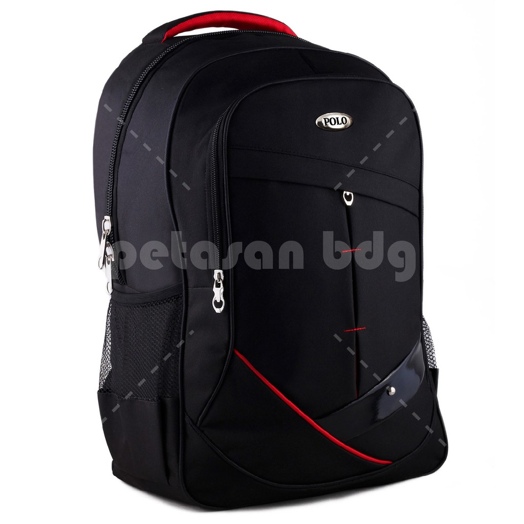 PTS -Polo USA - North America Laptop Backpack - Black + FREE Jam Tangan Pria Random Model