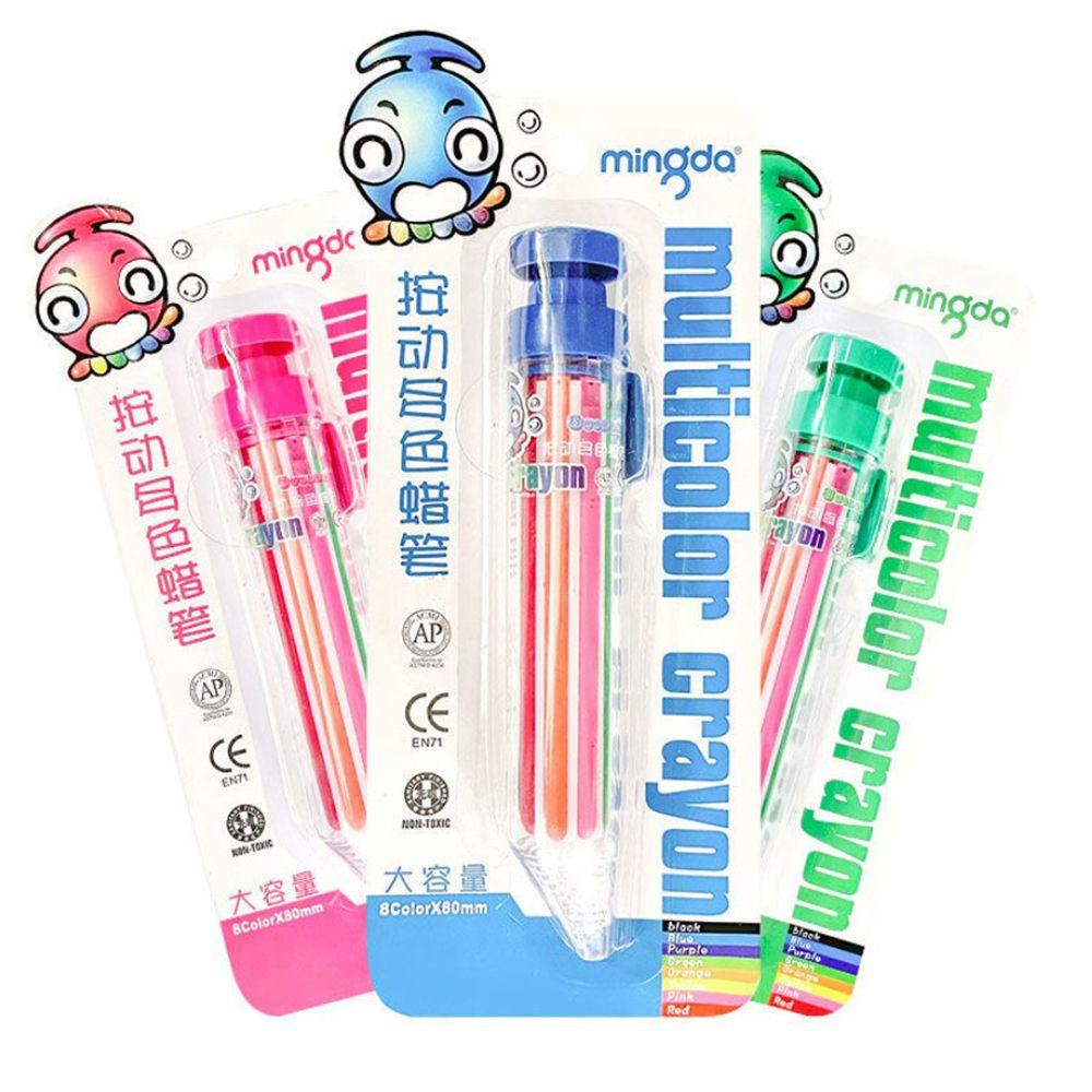 LANFY Multicolor Crayons Colorful Student Painting Pulpen Kantor Perlengkapan Sekolah Gaya Dorong Anak Pensil Warna