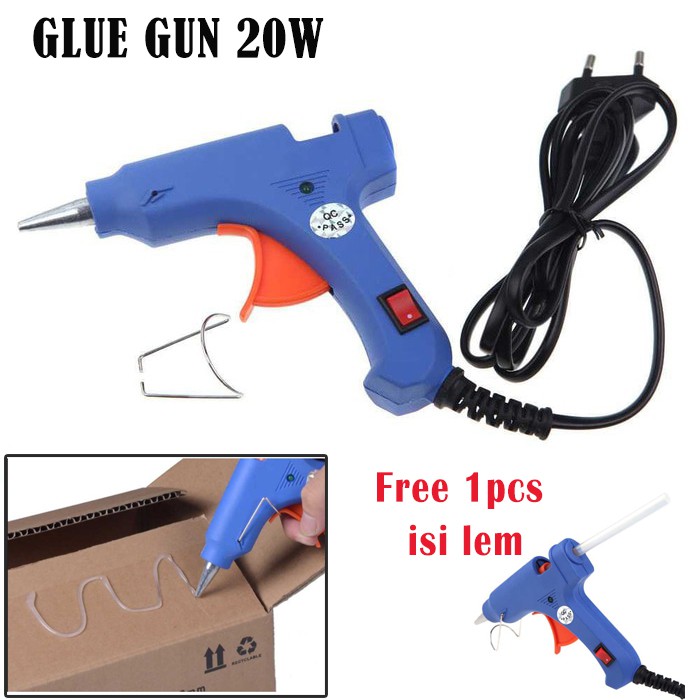 Pistol Lem Tembak 20w 7mm On Off Hot Melt Glue Gun (Free 1pcs refill)