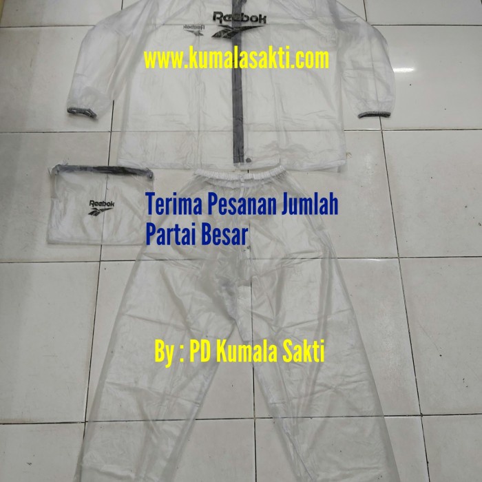 Baju Sauna Suit Olahraga Reebok Putih-Rainsol Running-Jaket Sauna Suit