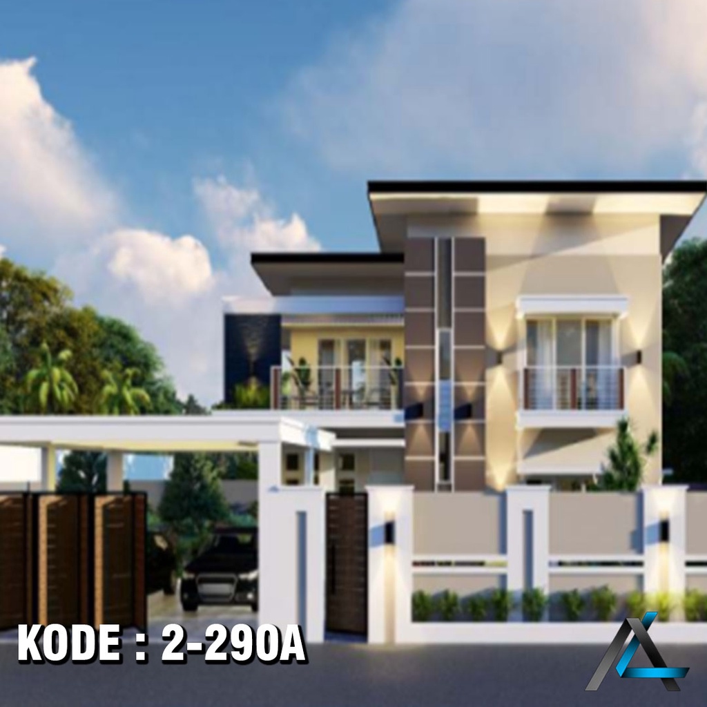 DESAIN RUMAH UK. 12 X 12,2 m KODE 2-290A (2 LANTAI) - ARSIKA DESAIN