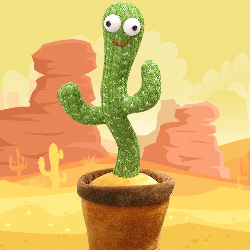 BISA REKAM+NYANYI Boneka Kaktus Plush Dancing Cactus Toys Led Talk Mainan TikTok Tanaman Elektrik