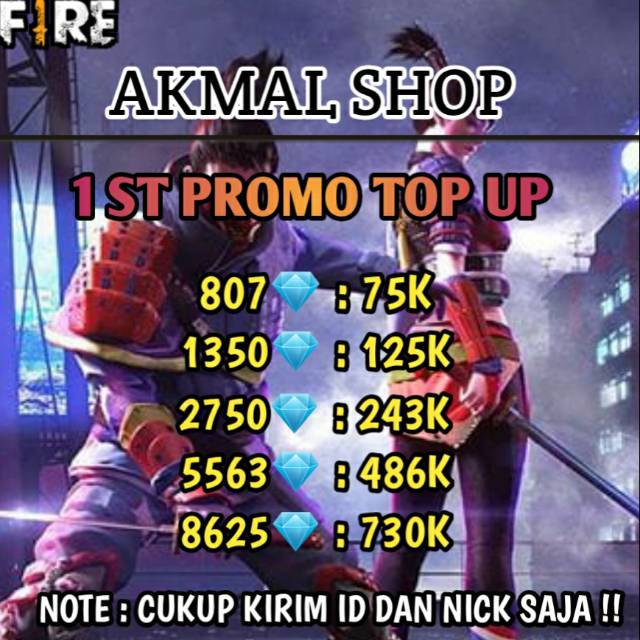 Diamond Free Fire Promo 1st Top Up Paling Murah Chat Sebelum Bayar