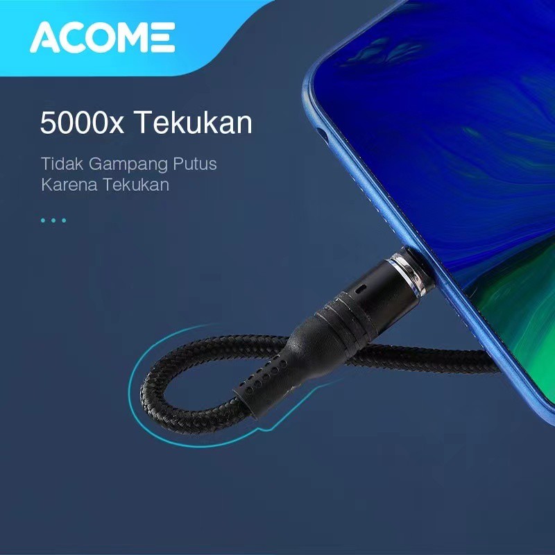 Acome Kabel Data Strong Magnetic Fast Charging 2.4A 100 cm Garansi Tahun AXM – Plug Micro USB