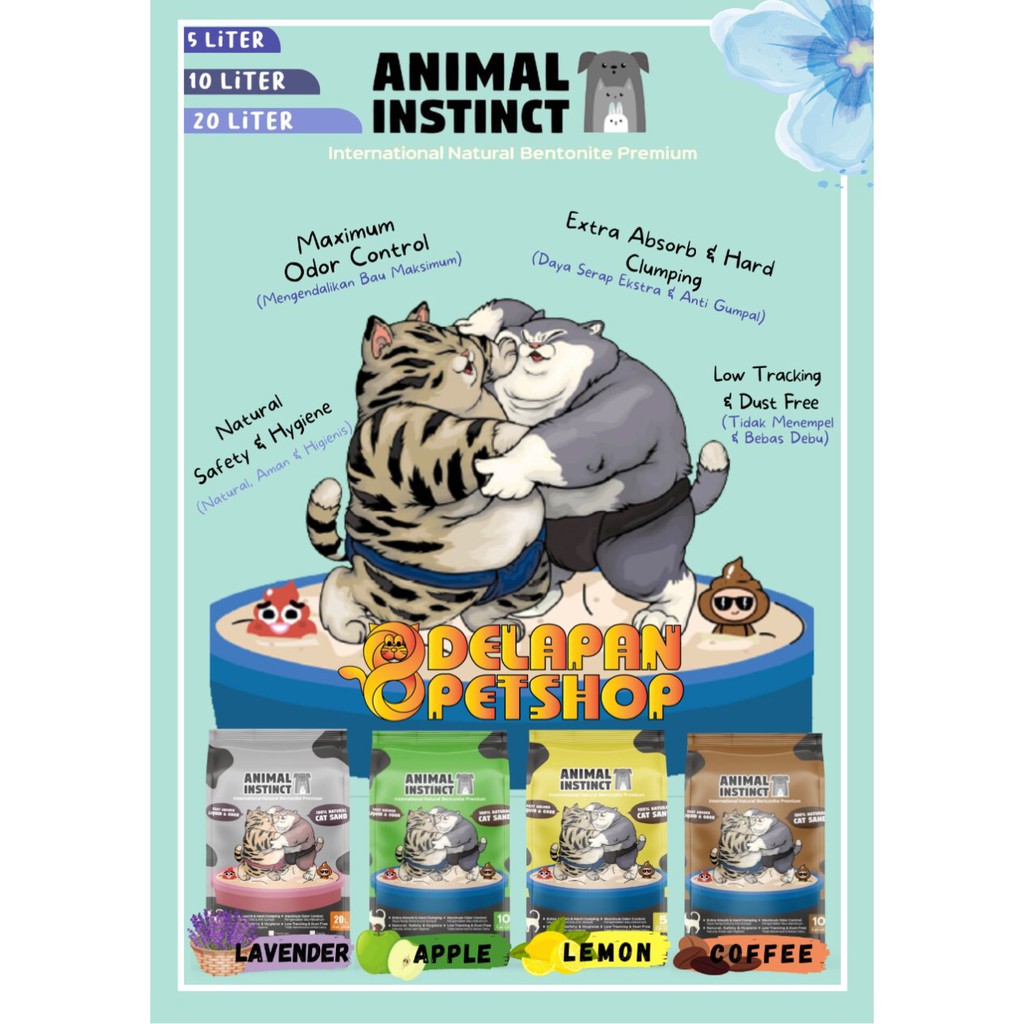 Animal Instinct Cat Litter 10L Pasir Kotoran Kucing / Pasir Gumpal / Pasir Wangi / Pasir Bentonite