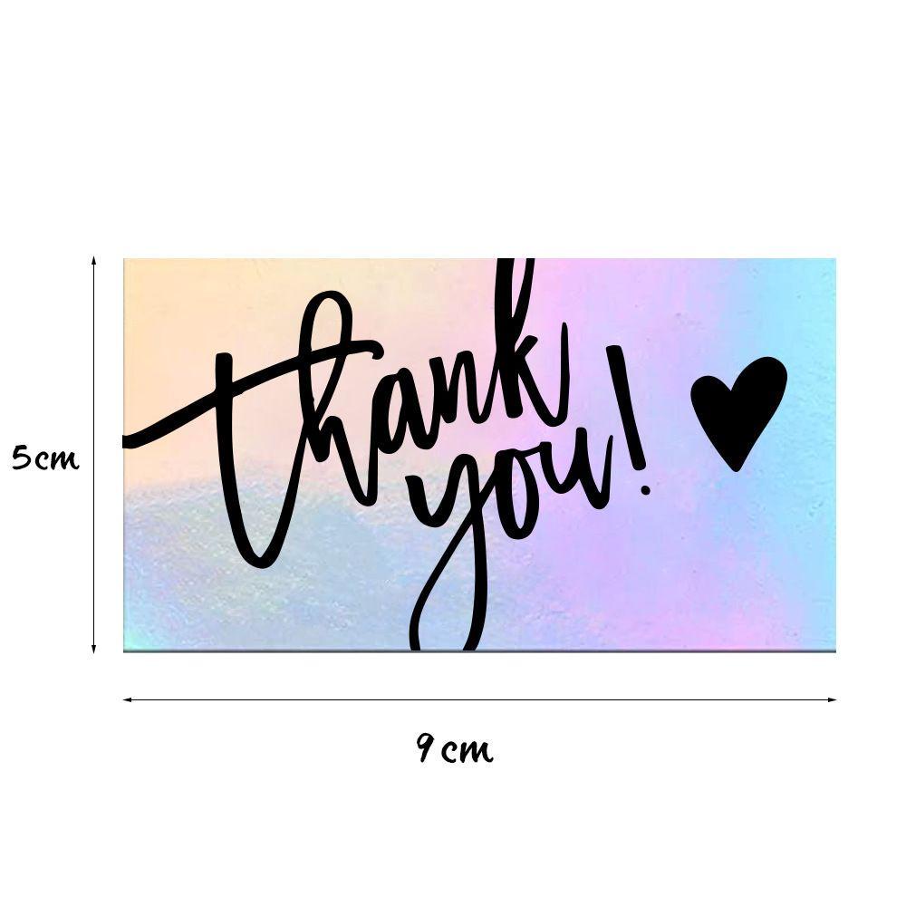 Solighter 50pcs Thank You Card Paket Eceran Online Customer Shopping Gift Kartu Ucapan Syukur Hologram