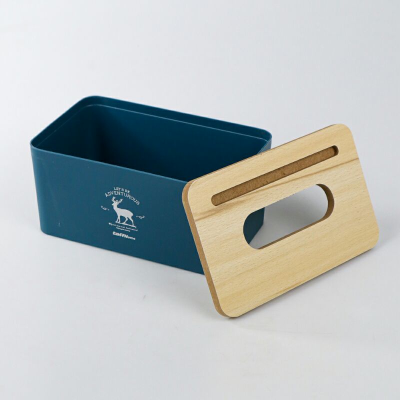 Kotak Tisu Kayu Tissue Box With Holder Smartphone Zj008