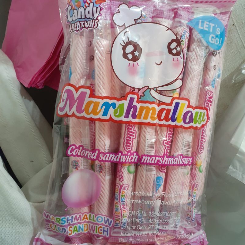 

marsmellow long strawberry 450gram