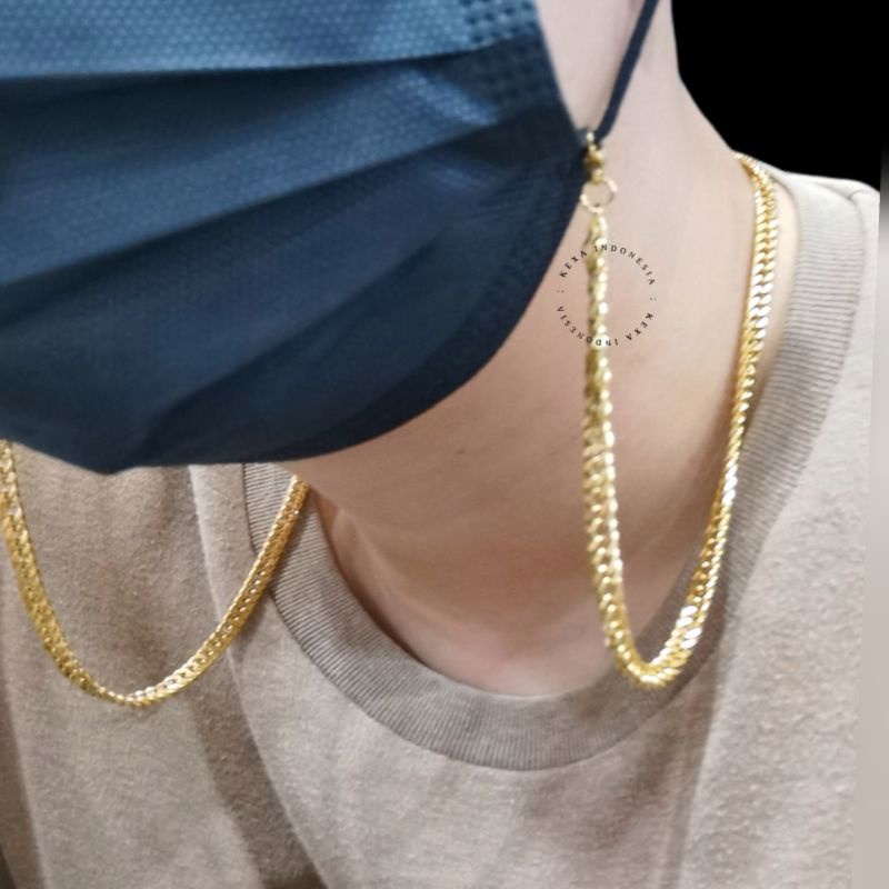 Kalung Masker Rantai Titanium Anti Karat Kalung Masker Pria dan Wanita