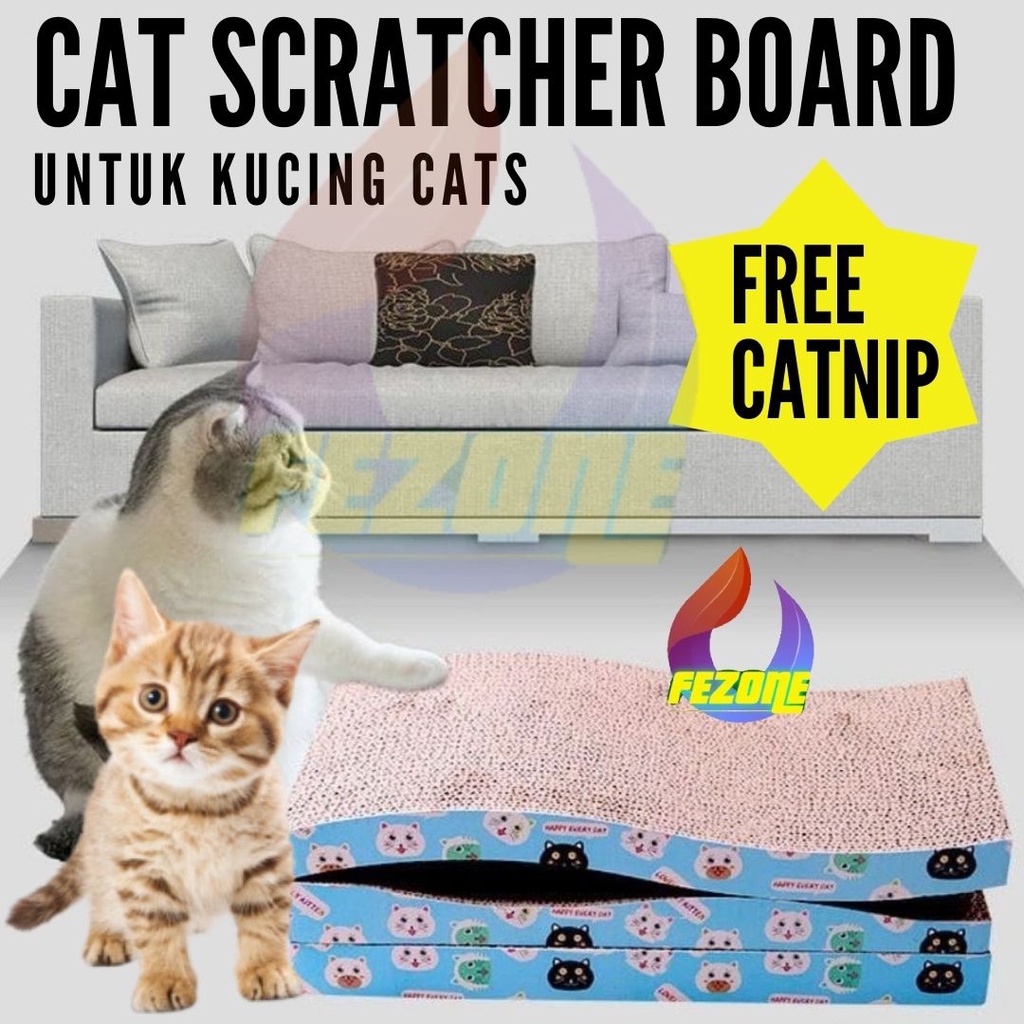 Garukan Kucing Cat Scratcher Board Free Catnip FEZONE