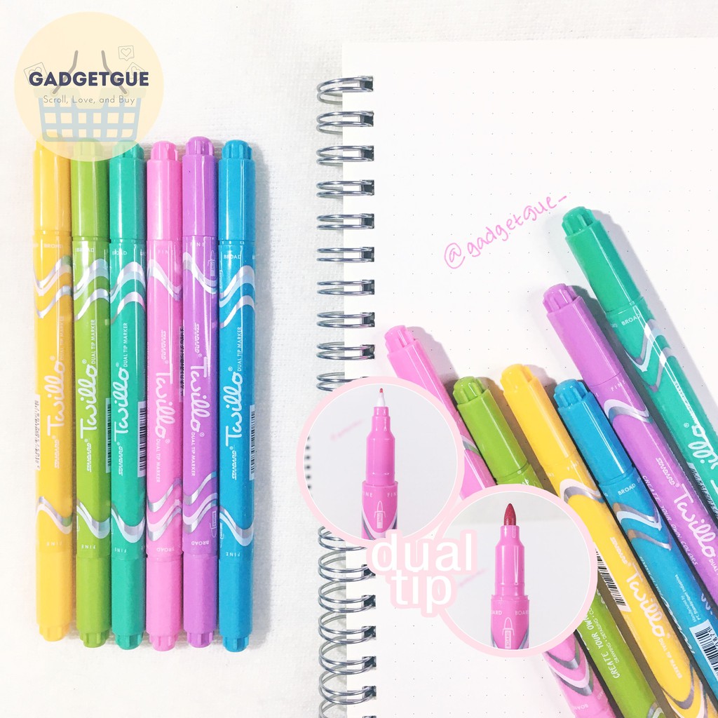 

twillo standard dual tip marker warna pastel satuan spidol dual tip pulpen standar pulpen warna