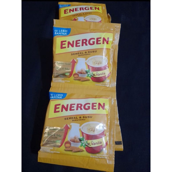 

Energen vanilla, cokelat, kacang hijau isi 10pcs/sachet