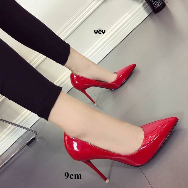 Sepatu heels kulit kerja formal wanita cewek cewe import branded murah