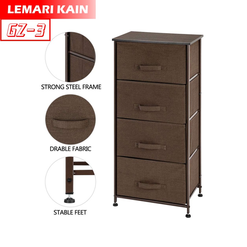 Lemari Sisi Ranjang lemari kabinet 4 Laci Lemari Kain Linen Lemari Portable Simple serbaguna GZ DR88