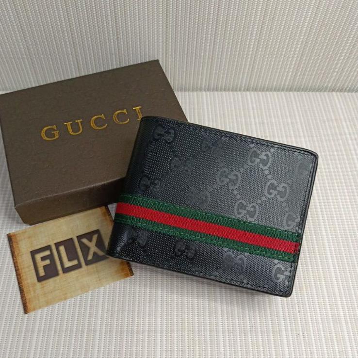 Dompet pendek pria Gucci Waterproof list hijau