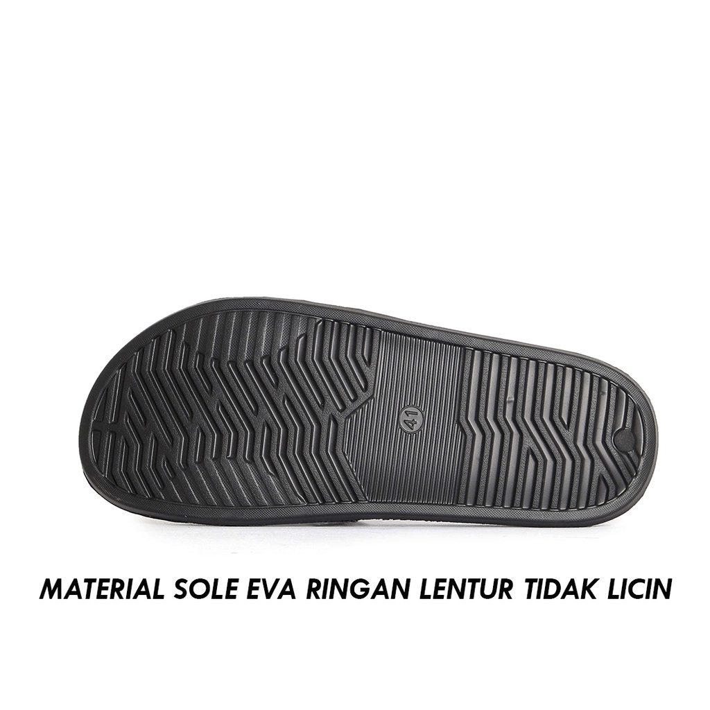 ARF Pasto Black Sandal Pria Casual Sendal Slide Distro Selop Slop Slip On Kasual Hitam Ringan Anti Licin Sepatulokal