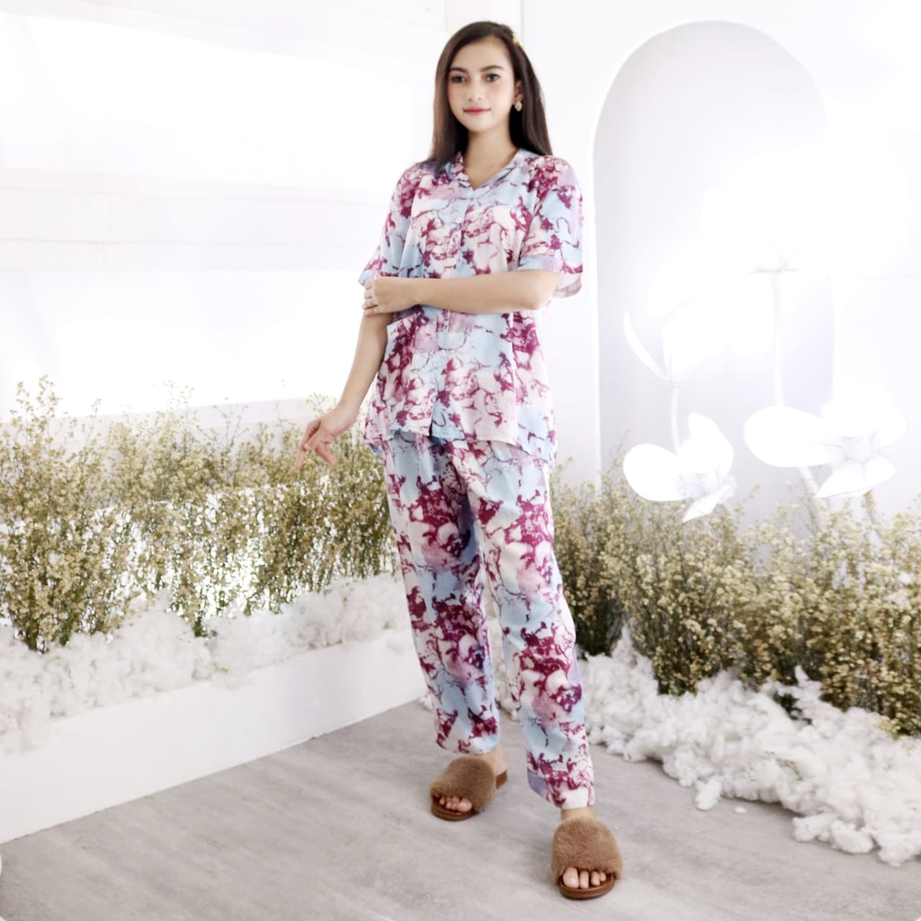 Piyama Tie Dye Faby CP &amp; HP Bahan Rayon Size XL &amp; XXL