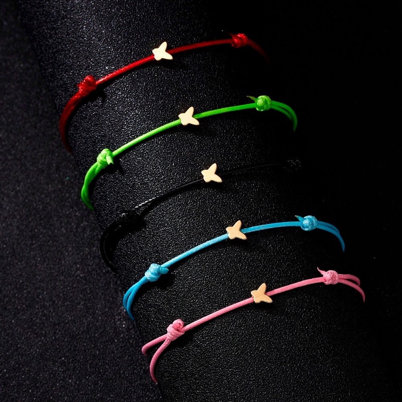 ButterflyCharmforWomenChildrenLuckyRedStringFriendshipWish BraceletJewelryGiftSimpleColorfulBracelet Factory wholesale