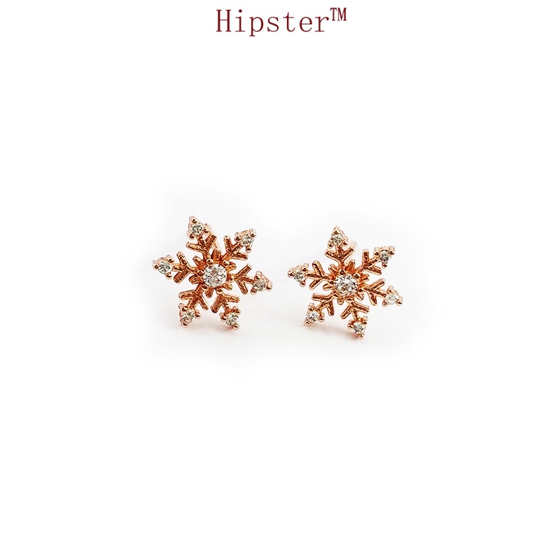 Hot Sale Simple Personalized All-Match Moissanite Snowflake Rose Gold Stud Earrings