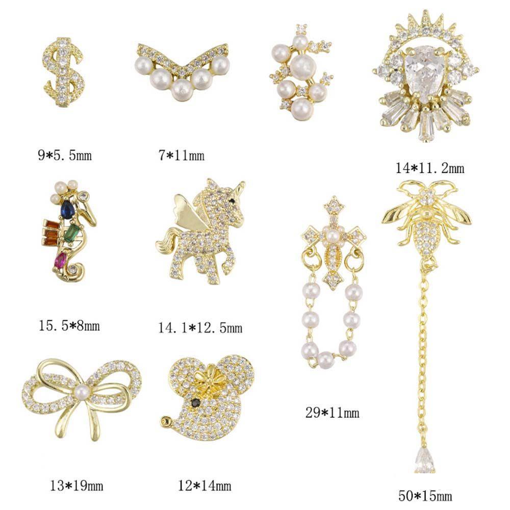 Mxbeauty Ikatan Simpul Mutiara Kuku Berlian Imitasi Gaya Jepang Fashion 3D Pesona Kuku Unicorn Nail Art Ornamen Butterfly Nail Drills Perhiasan Kuku Kristal